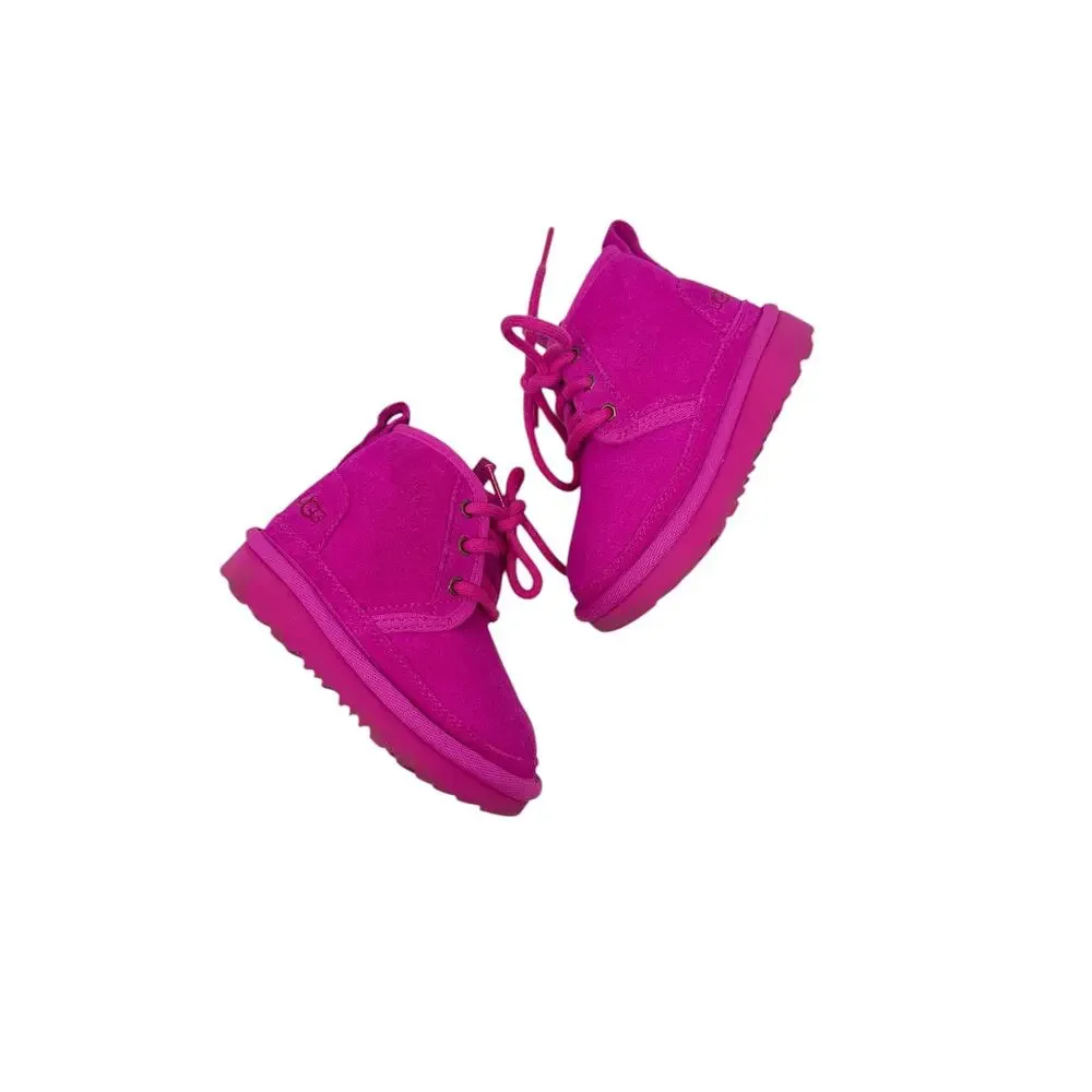 UGG Neumel II Toddler Boots Pink Fuchsia Suede Lace Up Zip Kids Size‎ 6